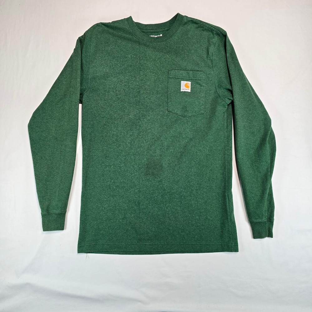 Carhartt K126 Mens Loose Fit Long Sleeve Pocket T-Shirt Green Heather Small